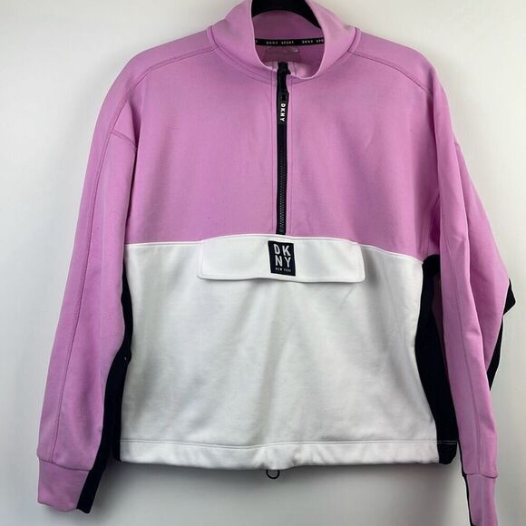 DKNY Sport Women's Quarter Zip Pullover Sweatshirt Pink Small - Picture 2 of 12